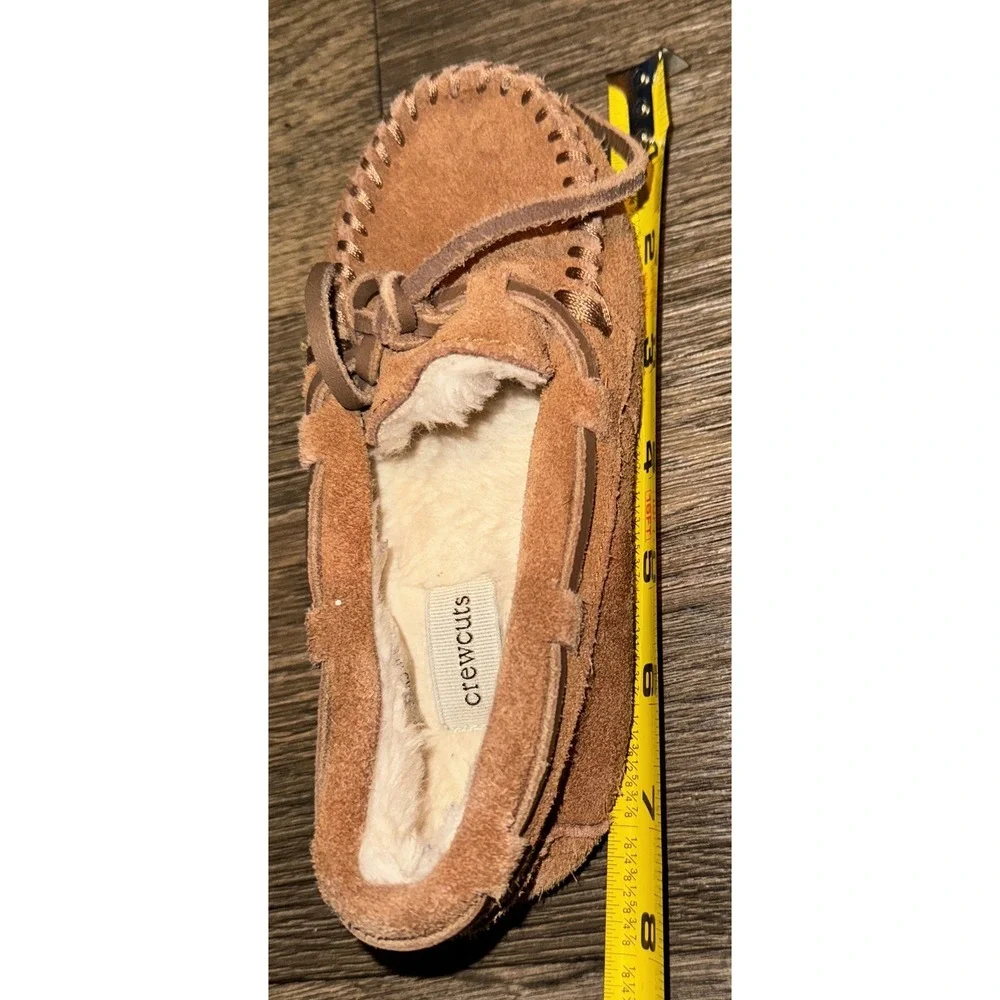 J Crew Crewcuts Moccasins Suede Faux Shearling Slippers Warm  Kids Youth Sz 12